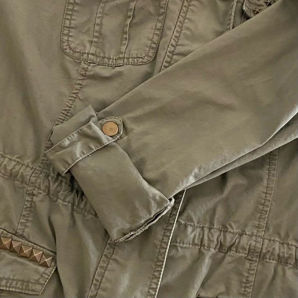 Cargo Utility Hoodie Jacket, Military Vibe, Adjustable Gathered Waist - Picture 8 of 14